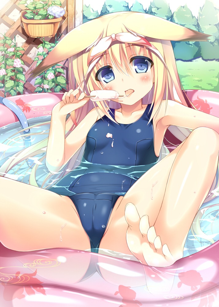 animal_ears cameltoe cream loli nozomi_tsubame school_swimsuit swimsuits