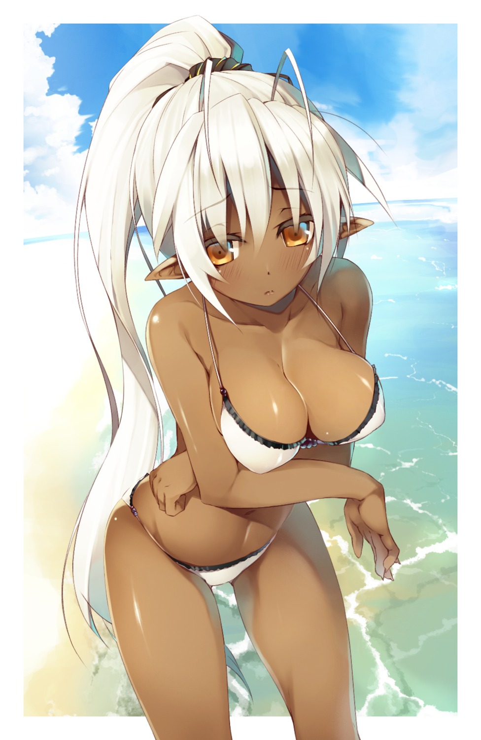 aliasing bikini cleavage elf erect_nipples full_metal_daemon_muramasa nekomu pointy_ears sansei_muramasa swimsuits