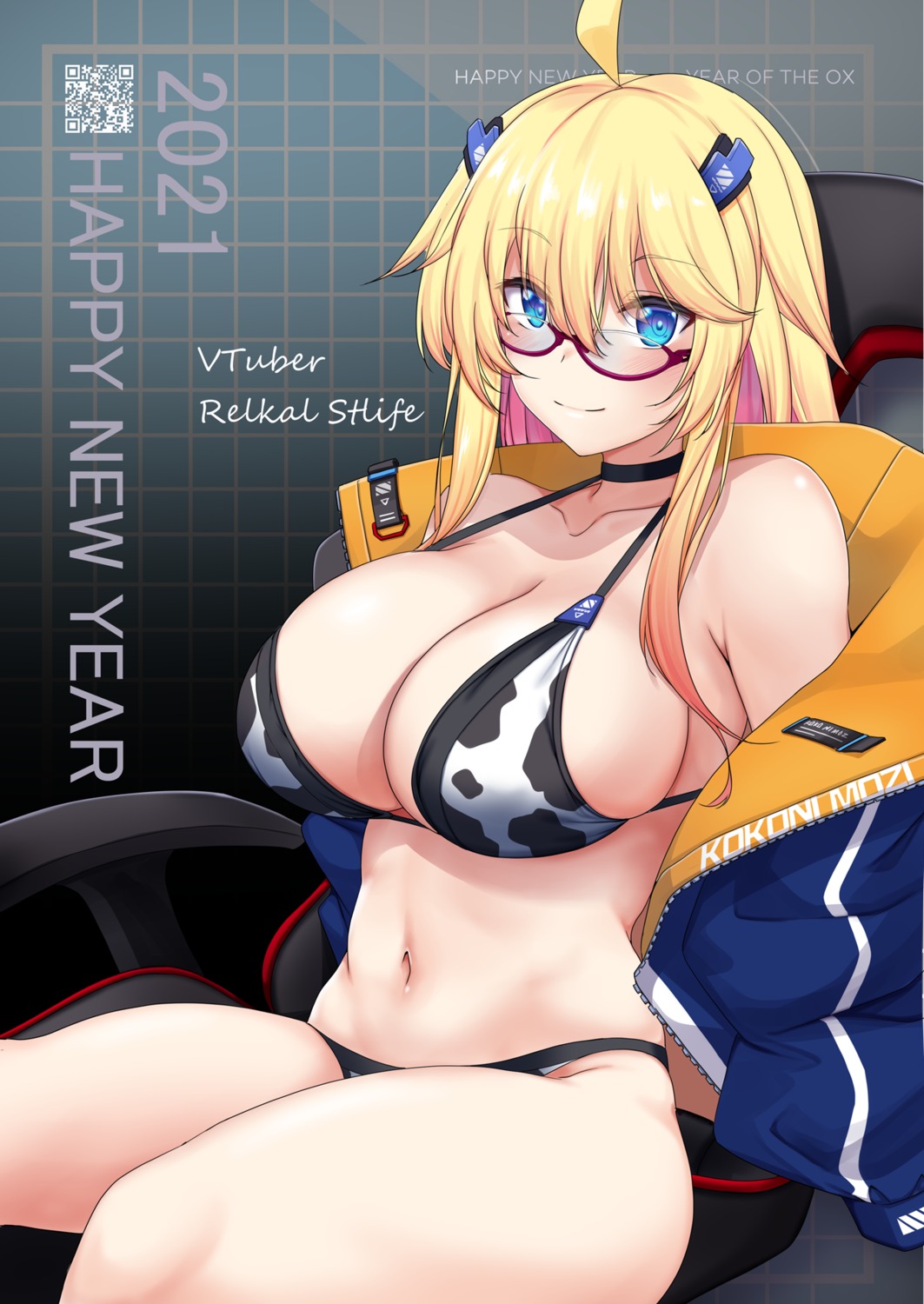 bikini megane open_shirt strelka_(artist) swimsuits