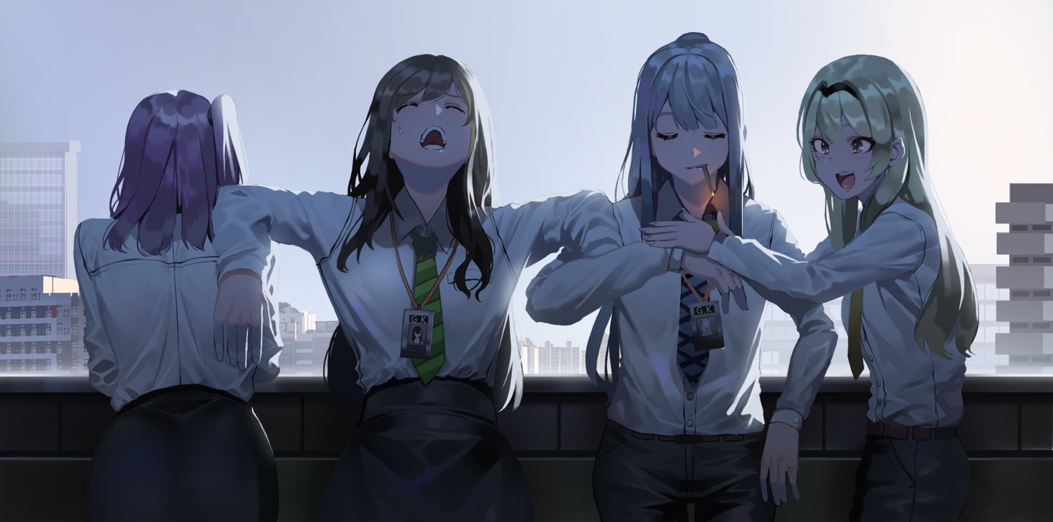 ak-12_(girls_frontline) an-94_(girls_frontline) ass business_suit girls_frontline ihobus m4a1_(girls_frontline) smoking st_ar-15_(girls_frontline)