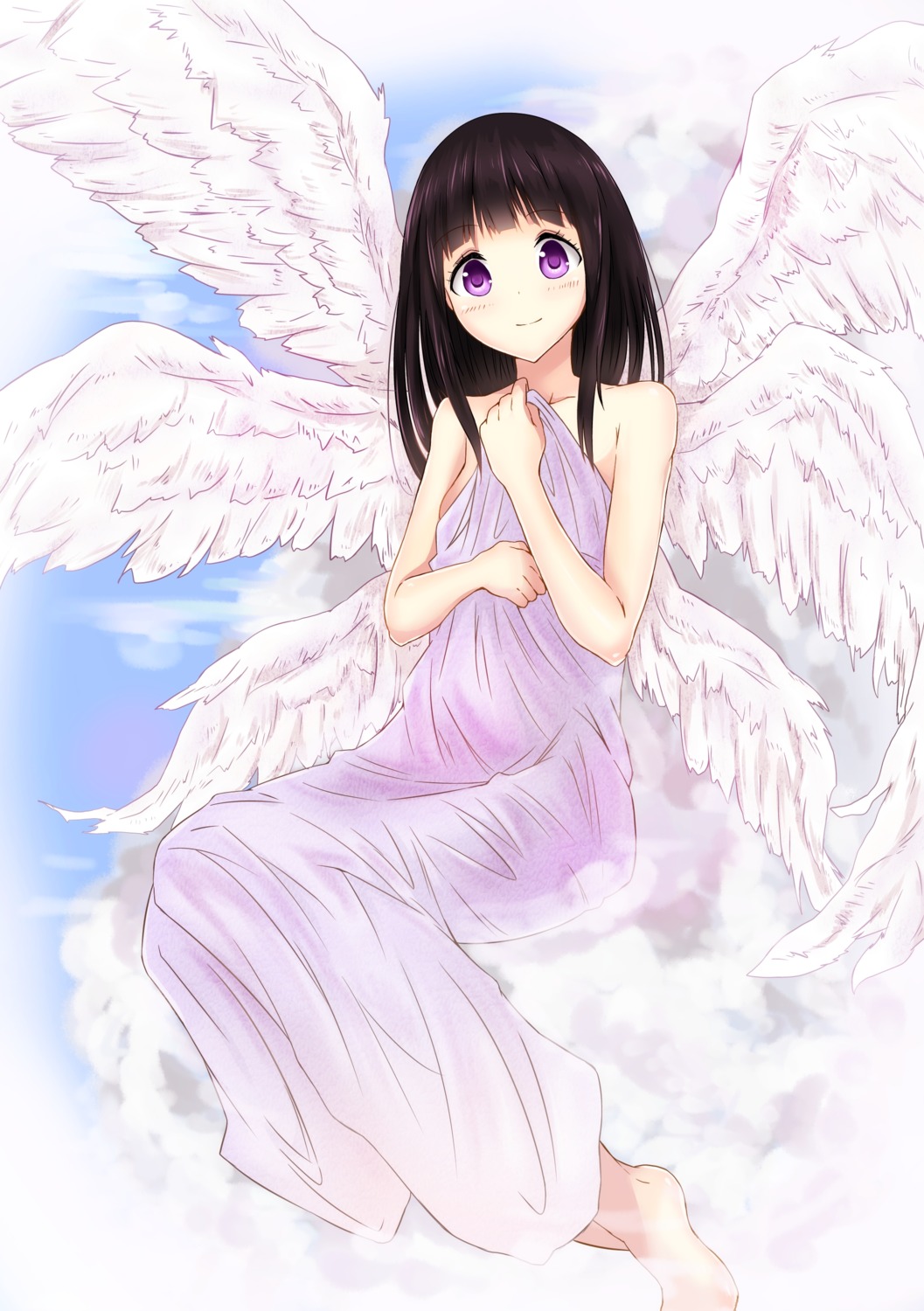 ameyoshi chitanda_eru hyouka naked sheets wings