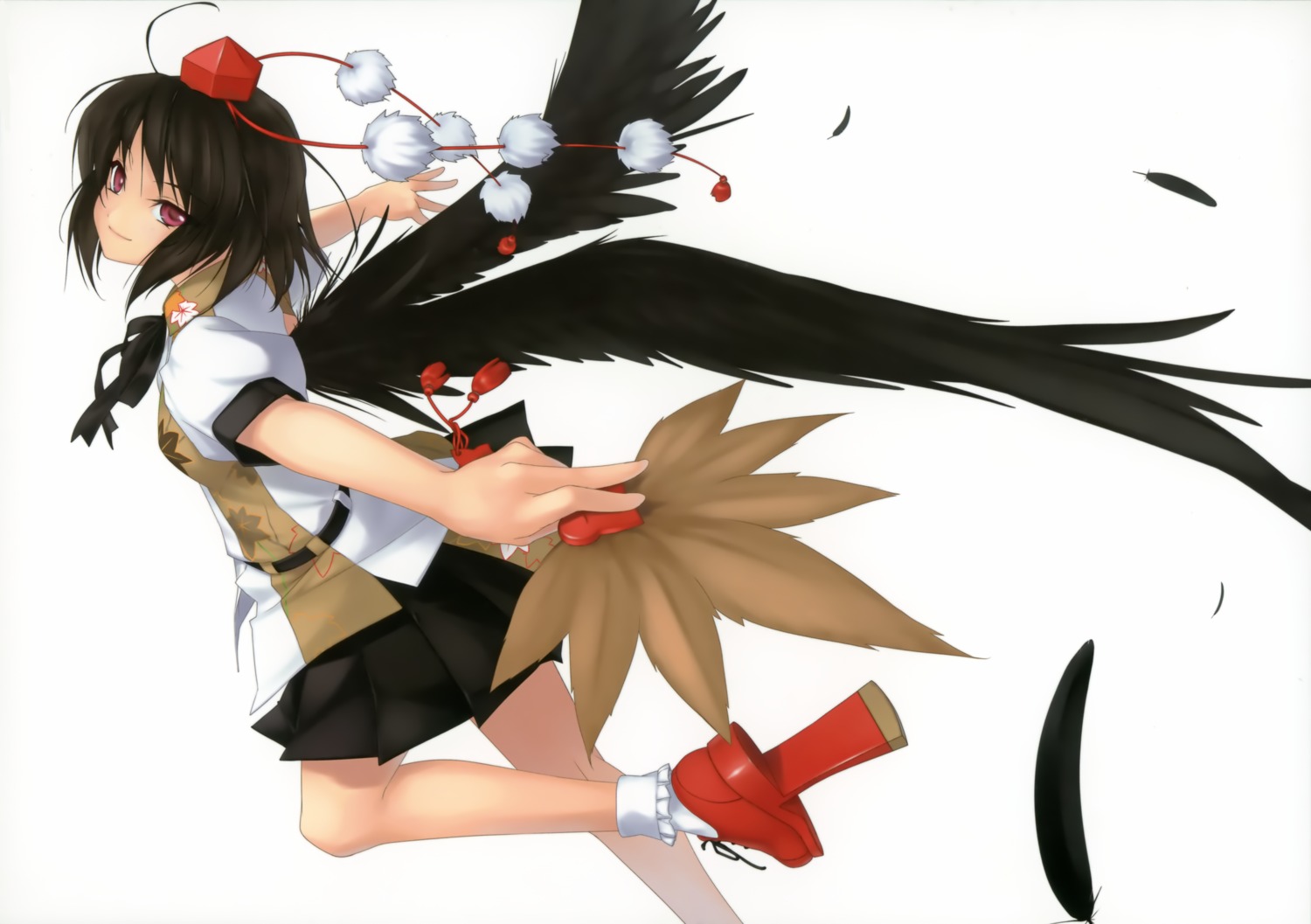 enhance_heart rokuwata_tomoe shameimaru_aya touhou wings