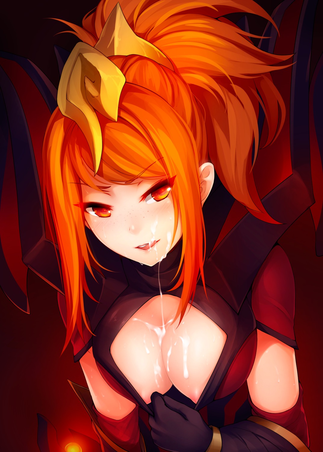 areola cum kerasu league_of_legends luxanna_crownguard no_bra undressing