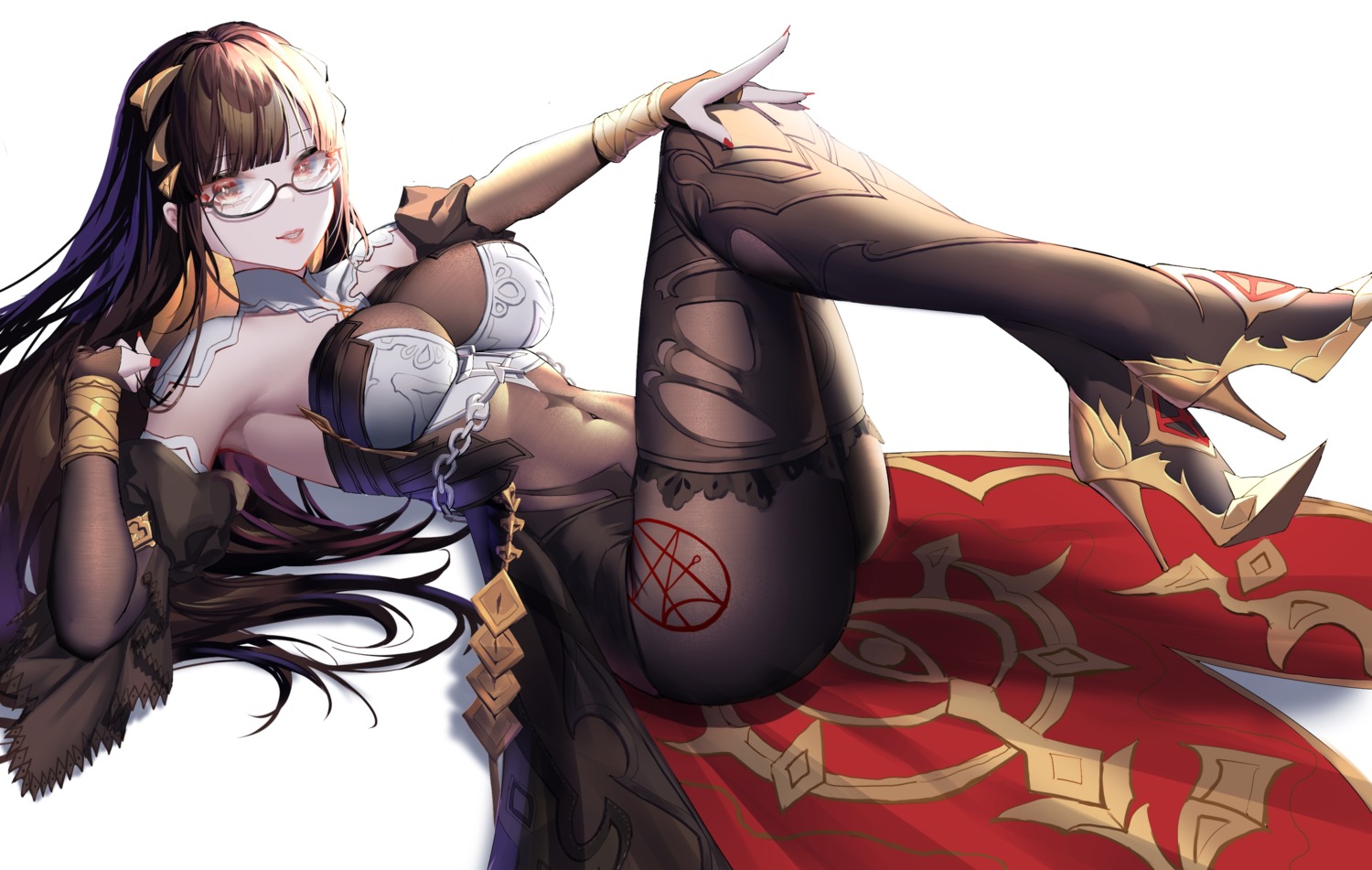 bodysuit bra heels megane rib_(rib_delesetong) thighhighs