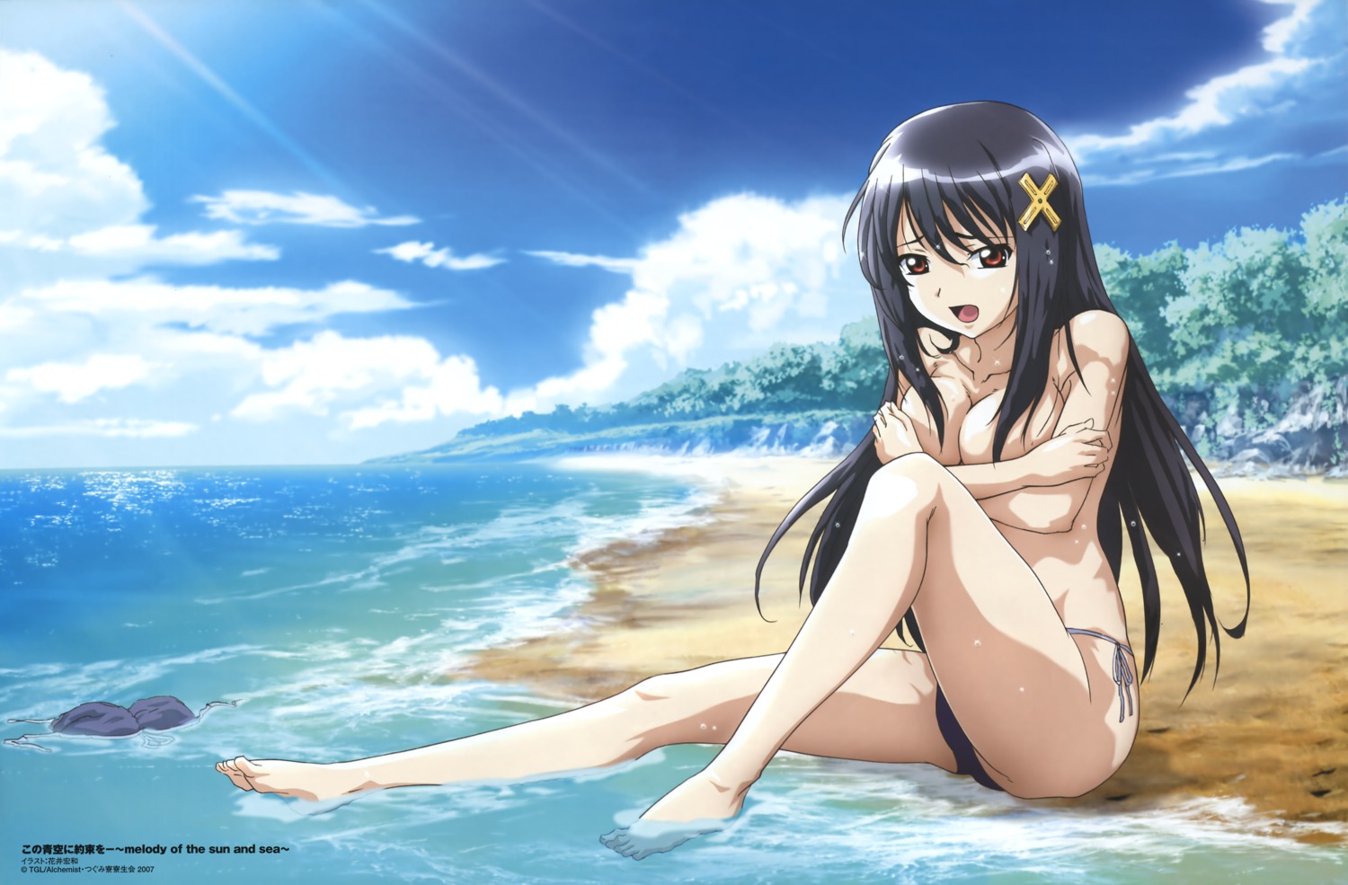 asakura_naoko bikini breast_hold feet hanai_hirokazu kono_aozora_ni_yakusoku_wo swimsuits topless