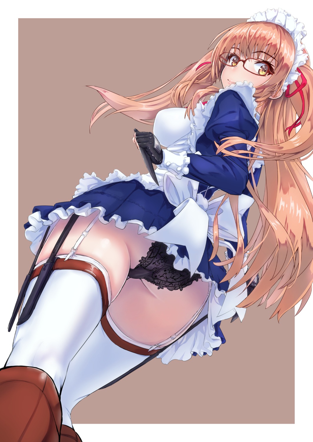 ass maid megane pantsu stockings thighhighs tori_(puru0083) weapon