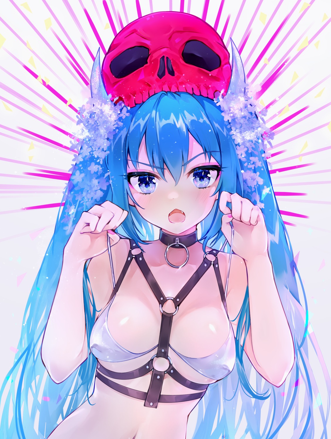 bikini_top erect_nipples hatsune_miku horns hoshiineko swimsuits vocaloid