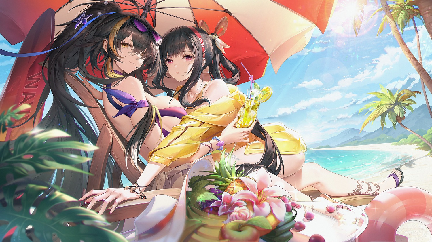 azur_lane baiyin bikini chen_hai_(azur_lane) harbin_(azur_lane) megane swimsuits tattoo