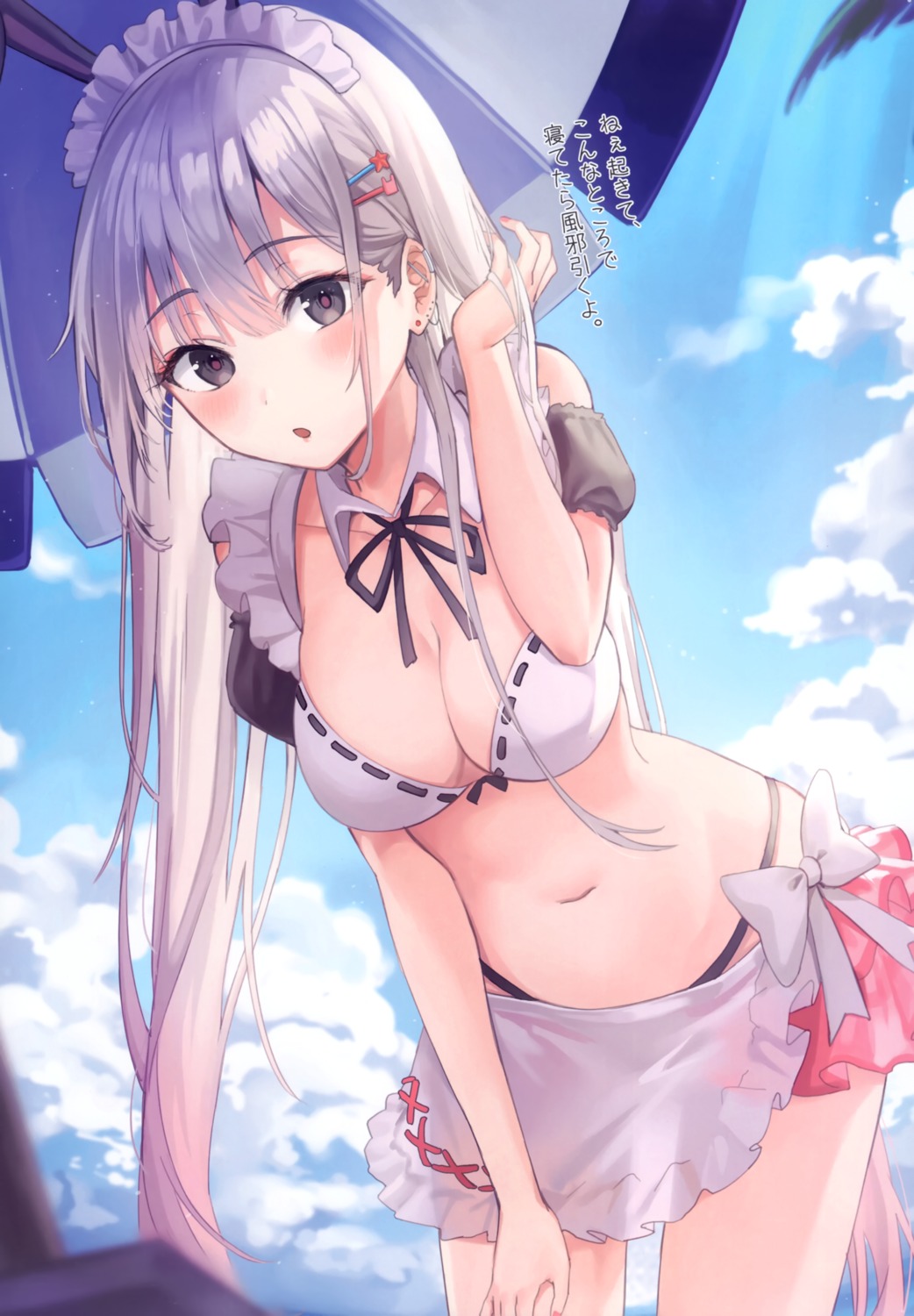 animal_ears bikini bunny_ears maid rangu see_through swimsuits