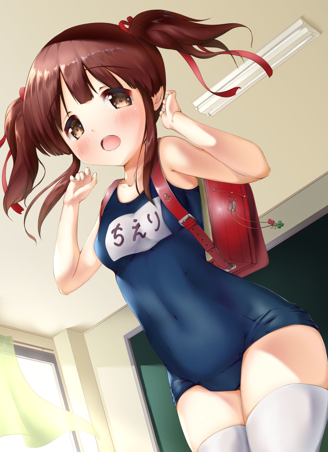 kuroba_aki ogata_chieri school_swimsuit swimsuits the_idolm@ster the_idolm@ster_cinderella_girls thighhighs