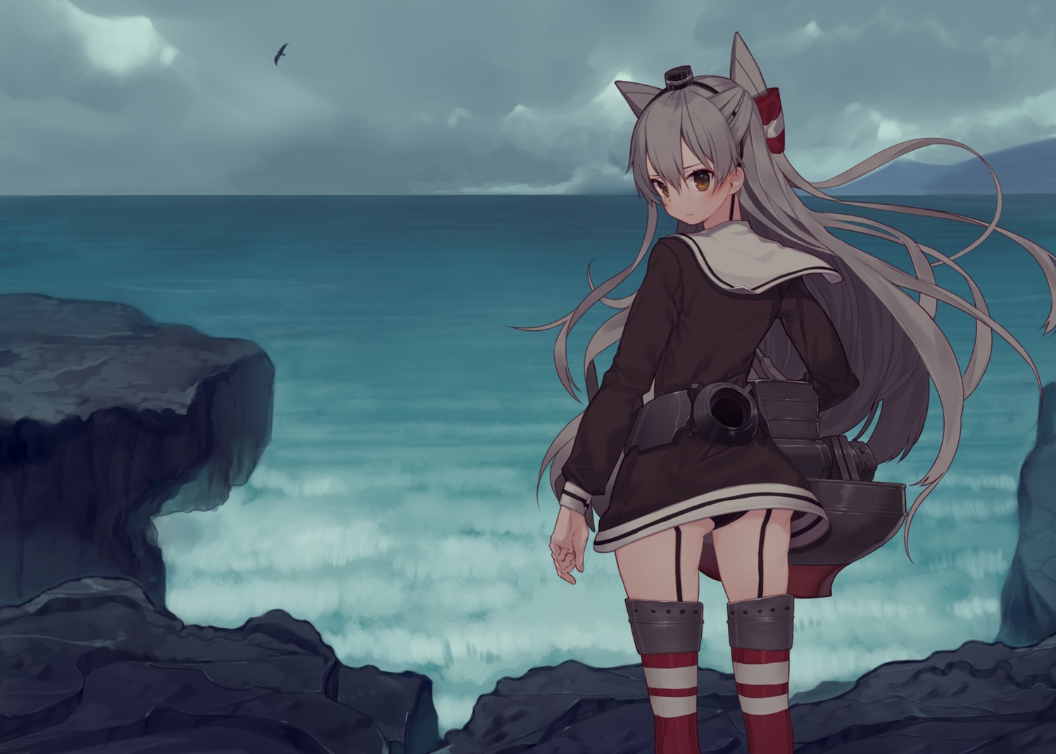 amatsukaze_(kancolle) ass kantai_collection mo_(428clv) pantsu rensouhou-kun stockings thighhighs