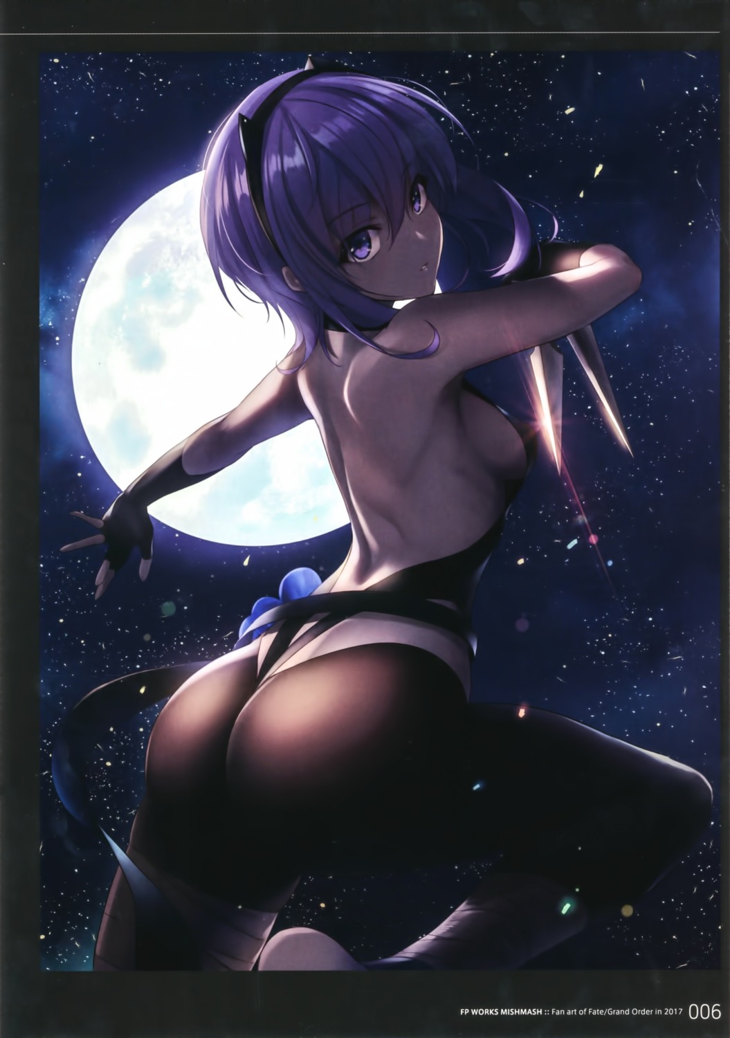 ass bandages fate/grand_order fate/prototype:_fragments_of_blue_and_silver fp_works fukai_ryosuke hassan_of_serenity_(fate) no_bra pantyhose weapon