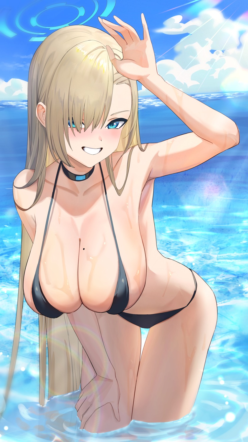 bikini blue_archive halo ichinose_asuna swimsuits takeda_yousuke wet