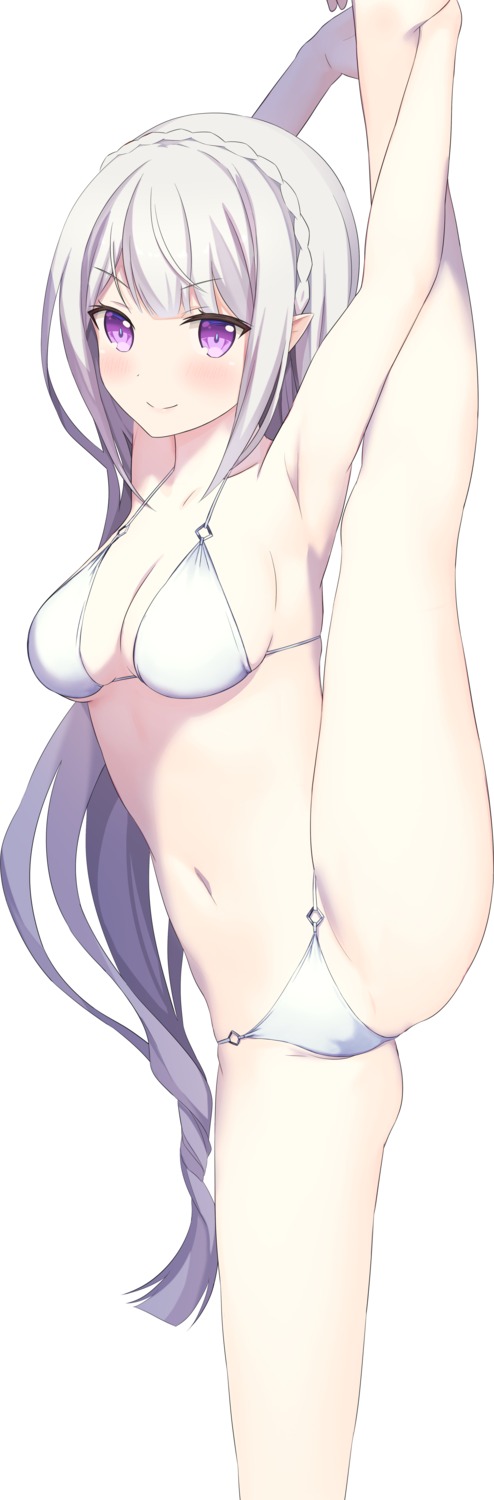 bikini cameltoe echiru elf emilia_(re_zero) pointy_ears re_zero_kara_hajimeru_isekai_seikatsu swimsuits