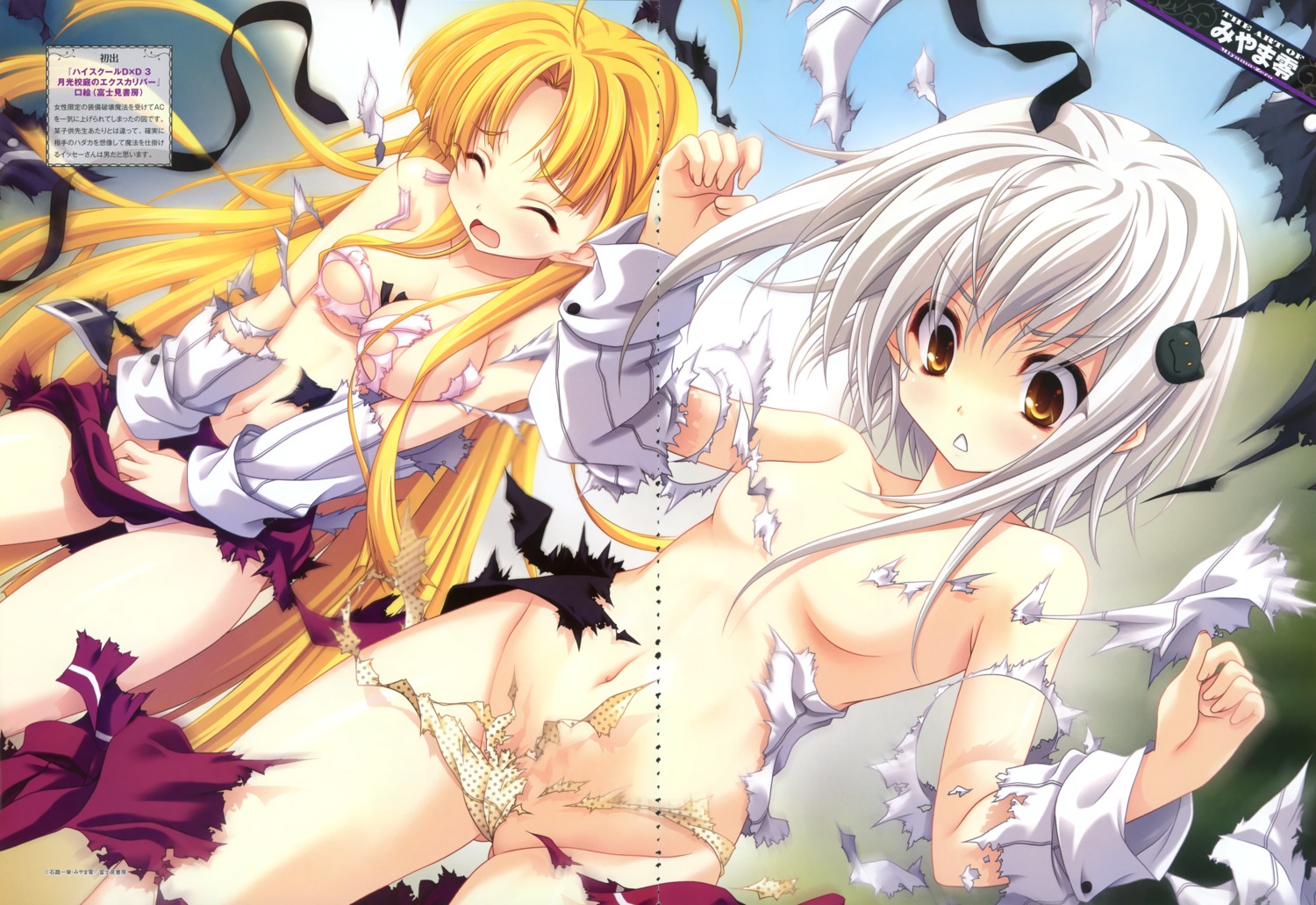 asia_argento bra cleavage crease highschool_dxd miyama-zero no_bra pantsu torn_clothes toujou_koneko