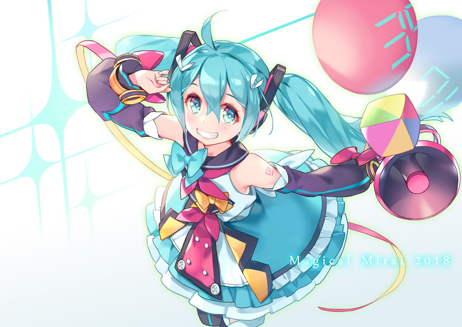 beek hatsune_miku headphones magical_mirai tattoo thighhighs vocaloid