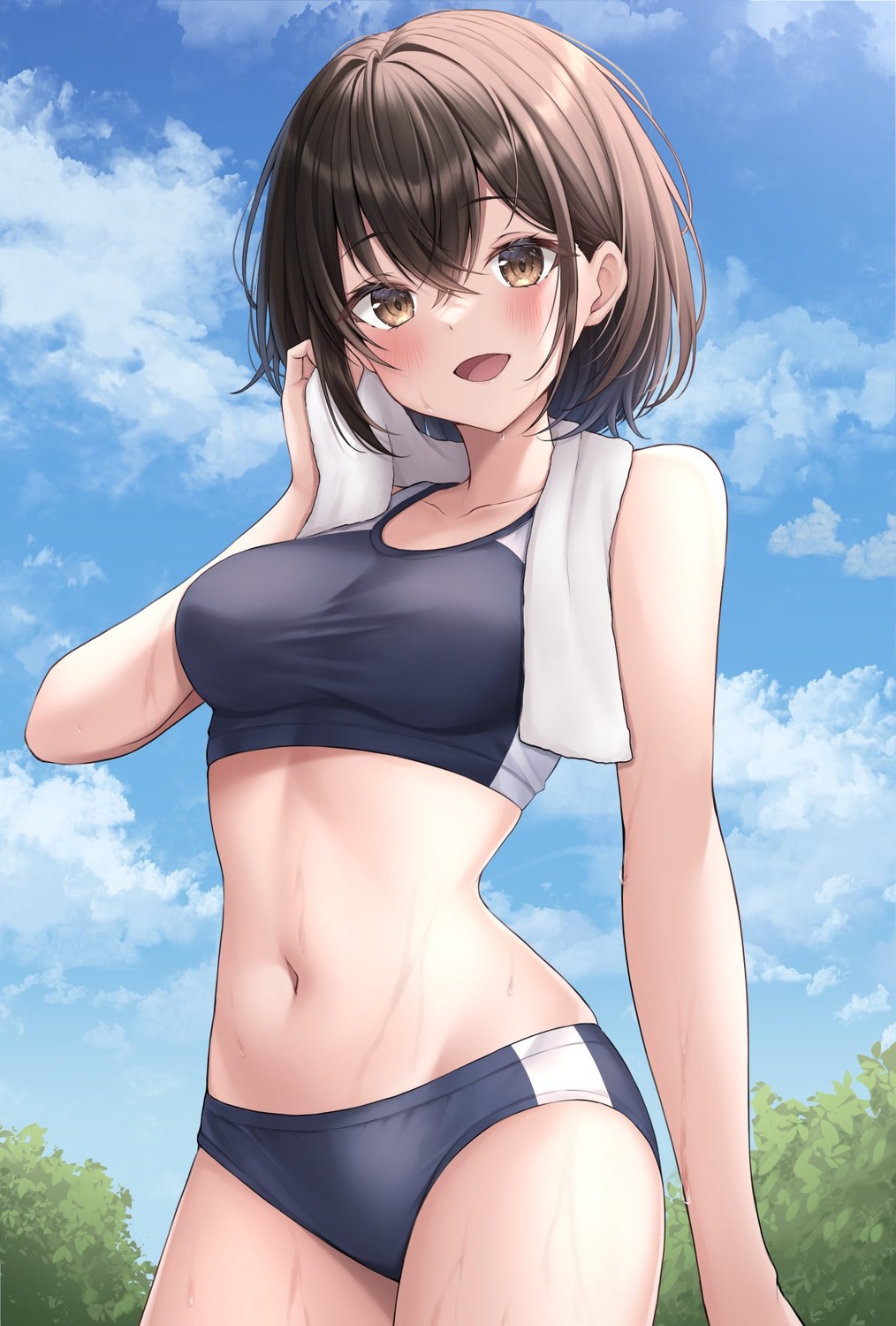 buruma gym_uniform nakaji_(artist) towel wet