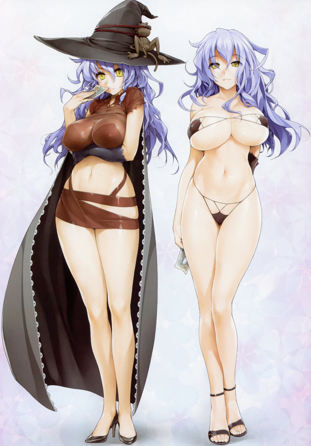 bikini breast_hold erect_nipples heels ishikei possible_duplicate swimsuits witch