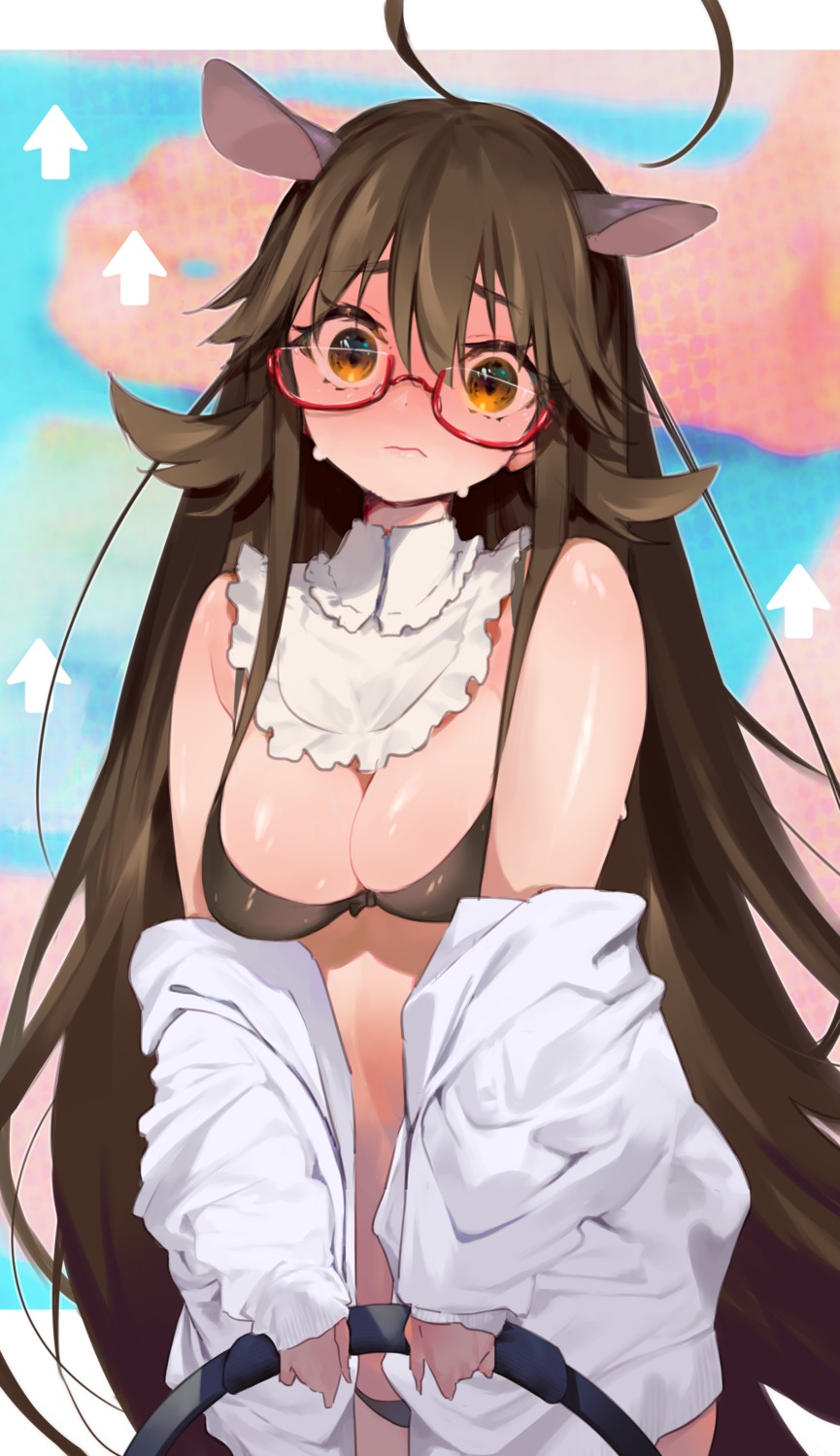 animal_ears bikini megane open_shirt swimsuits tagme