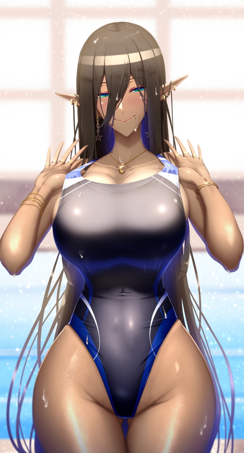 pointy_ears shiroshisu swimsuits wet
