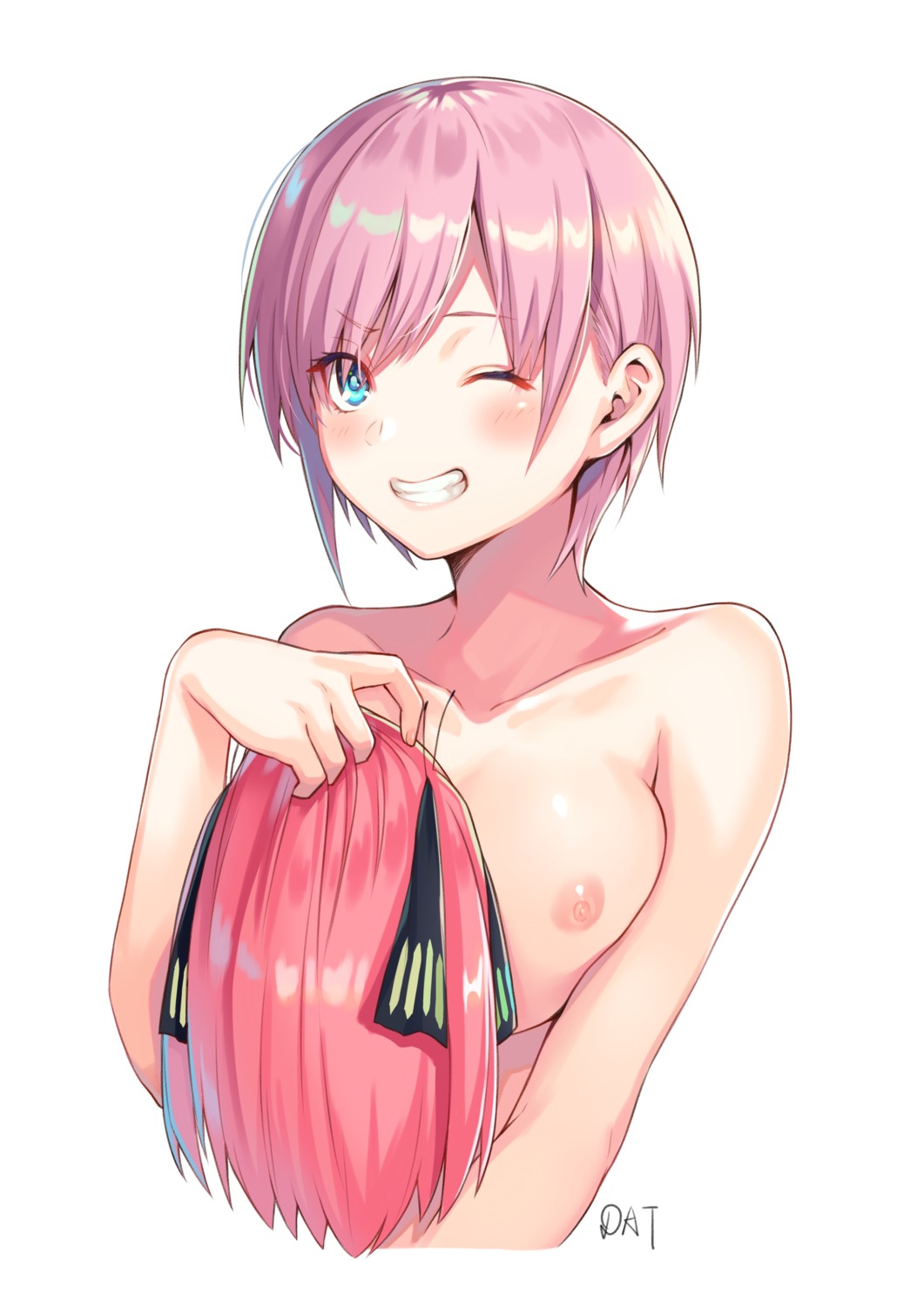 5-toubun_no_hanayome breast_hold da-cart nakano_ichika nipples topless