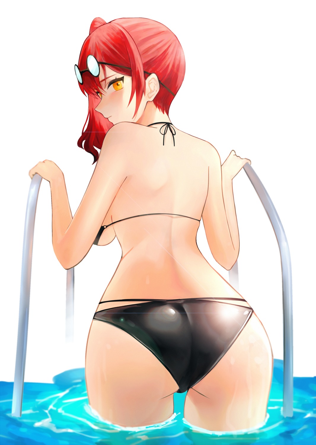 ass azur_lane bikini cl_(summer_sama) megane swimsuits underboob wet zara_(azur_lane)