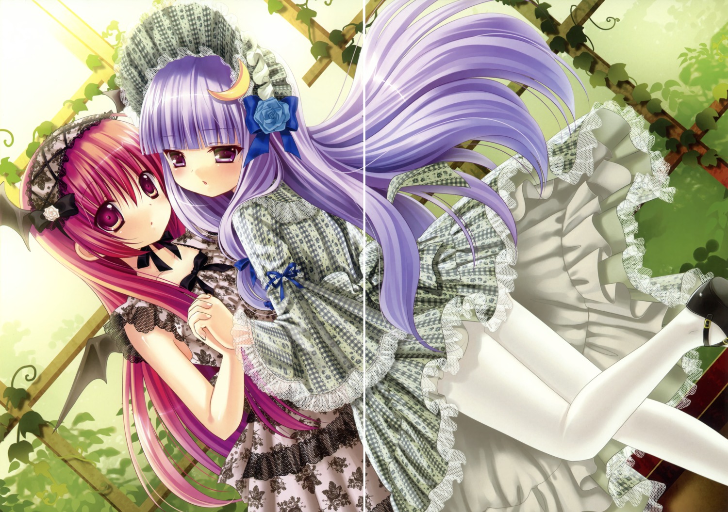 dress gap kino kinokonomi koakuma lolita_fashion macchatei_koeda pantyhose patchouli_knowledge symmetrical_docking touhou