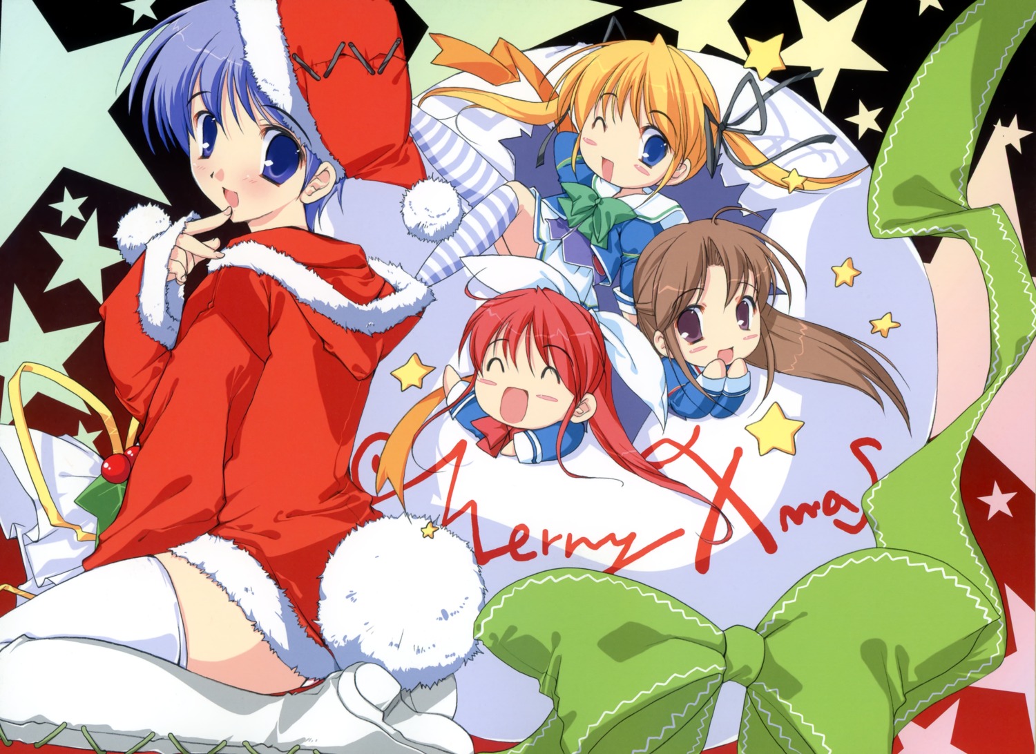 amagasaki_mikoto august chibi christmas fujieda_honami mikeou pantsu shibugaki_matsuri tachibana_chihiro thighhighs tsuki_wa_higashi_ni_hi_wa_nishi_ni