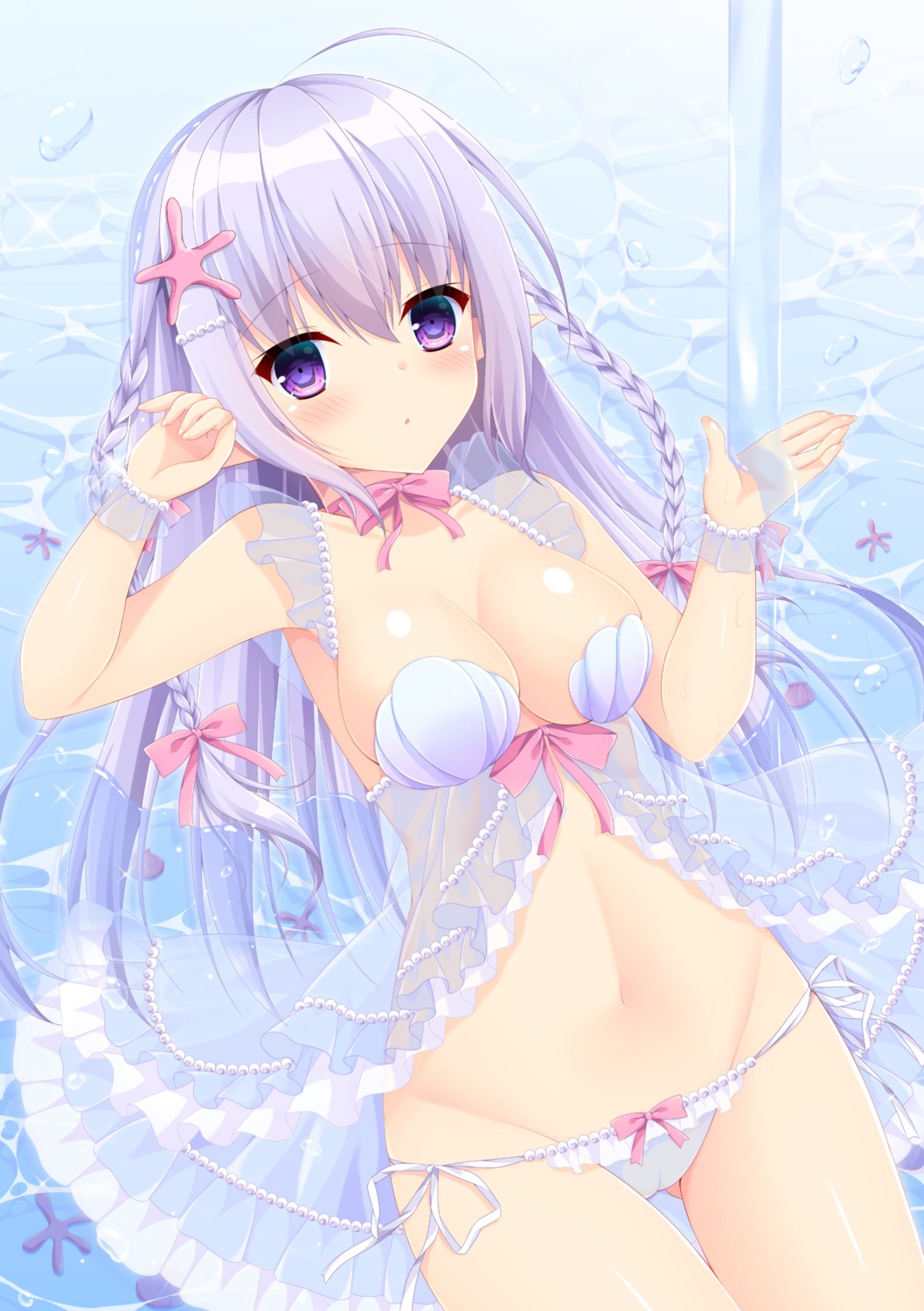 cameltoe lingerie no_bra pantsu see_through skirt_lift string_panties wet yukimura_usagi