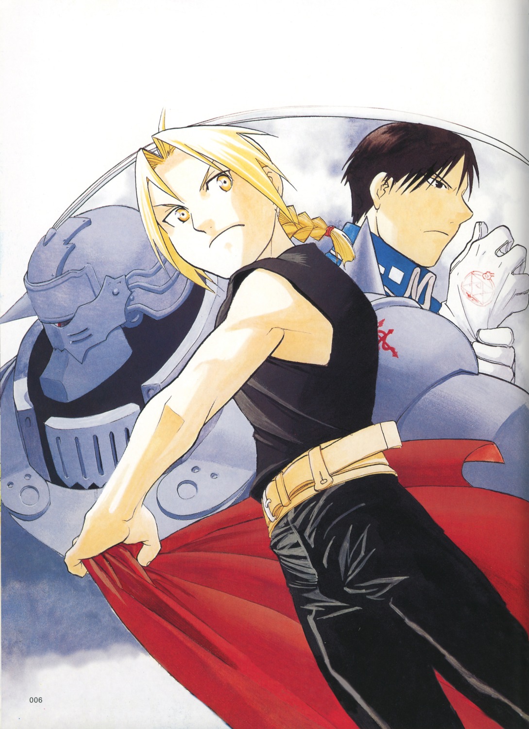 alphonse_elric arakawa_hiromu binding_discoloration edward_elric fullmetal_alchemist male roy_mustang screening