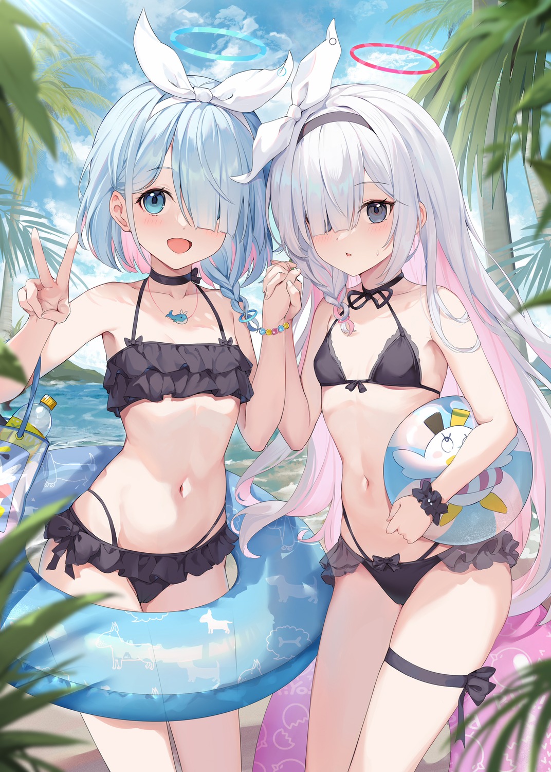 arona_(blue_archive) bikini blue_archive garter halo kizuna plana_(blue_archive) swimsuits