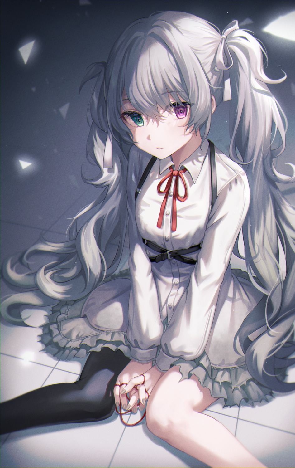 dress hatsune_miku heterochromia project_sekai thighhighs tokkyu vocaloid