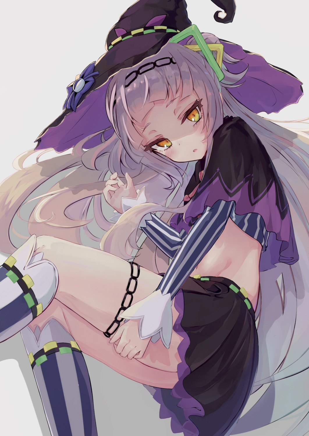 garter hololive mikami_hotaka murasaki_shion skirt_lift witch