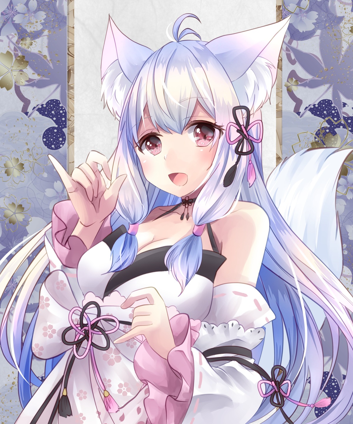 animal_ears cleavage japanese_clothes kitsune tagme tail