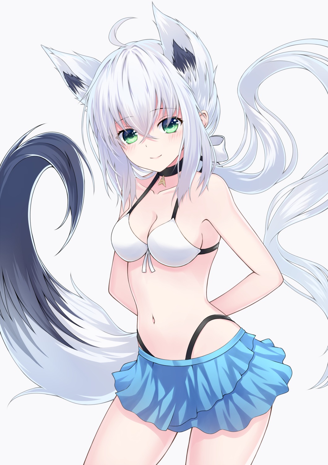 animal_ears azur_lane bikini cleavage hajika hololive hololive_gamers kitsune shirakami_fubuki swimsuits tail