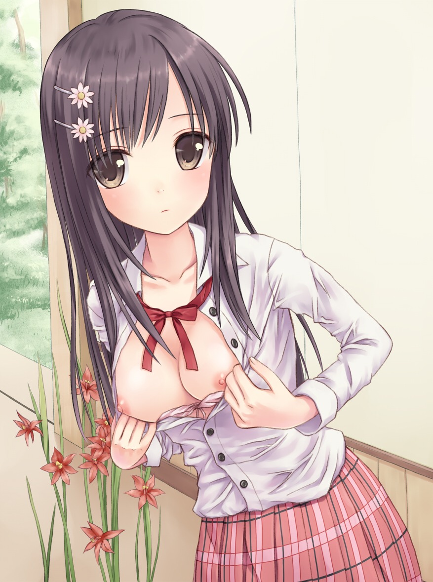 bra breasts n.g. nipples open_shirt seifuku