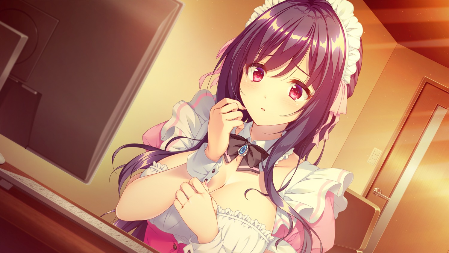 cleavage game_cg maid makina_(qualia_~yakusoku_no_kiseki~) puresis qualia_~yakusoku_no_kiseki~ suzushiro_atsushi
