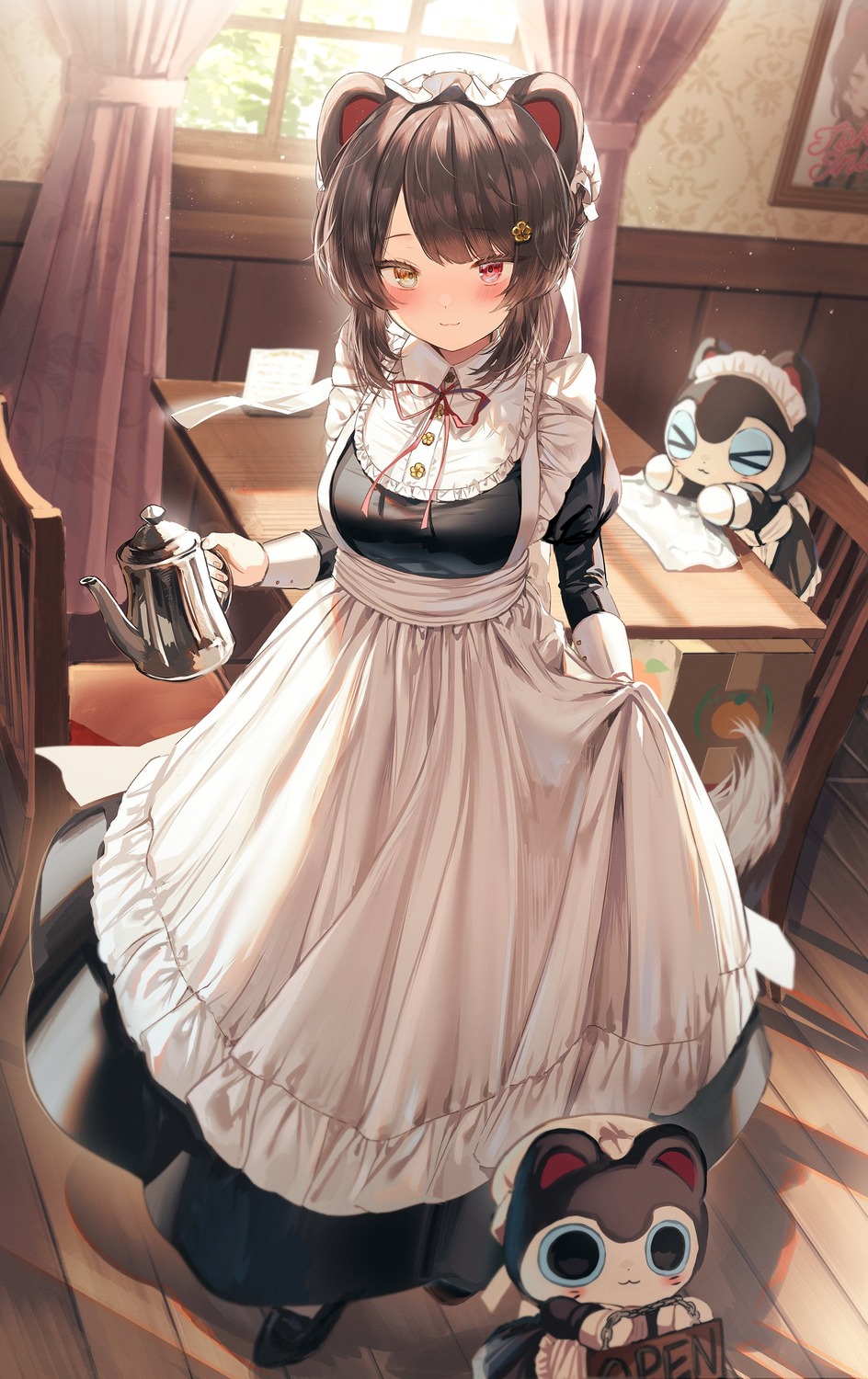 animal_ears heterochromia inui_toko inumimi maid nijisanji tail youka