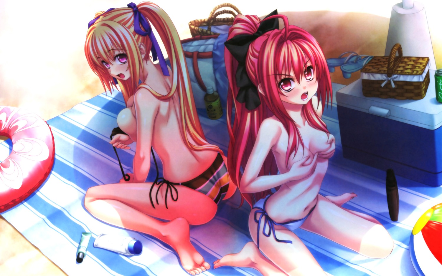 ass bikini breast_hold corticarte_apa_lagranges kannatsuki_noboru shinkyoku_soukai_polyphonica swimsuits topless wallpaper yugiri_perserte