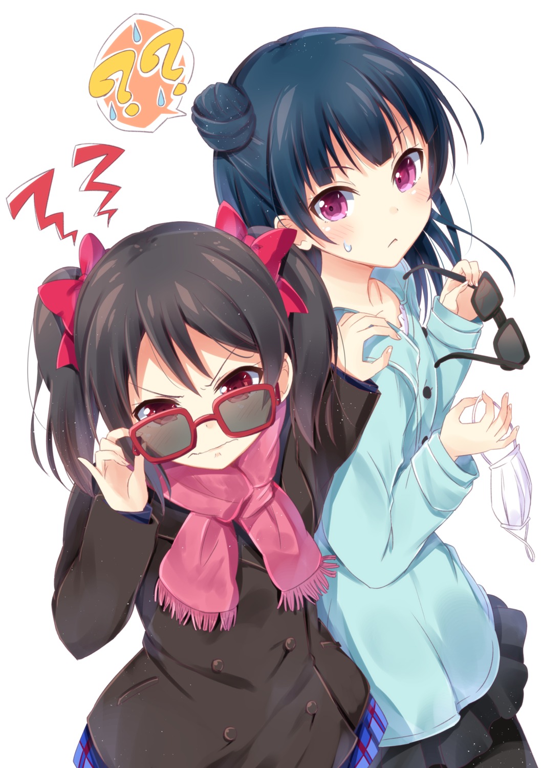 chamirai crossover love_live! love_live!_(series) love_live!_sunshine!! megane pantyhose seifuku tsushima_yoshiko yazawa_nico