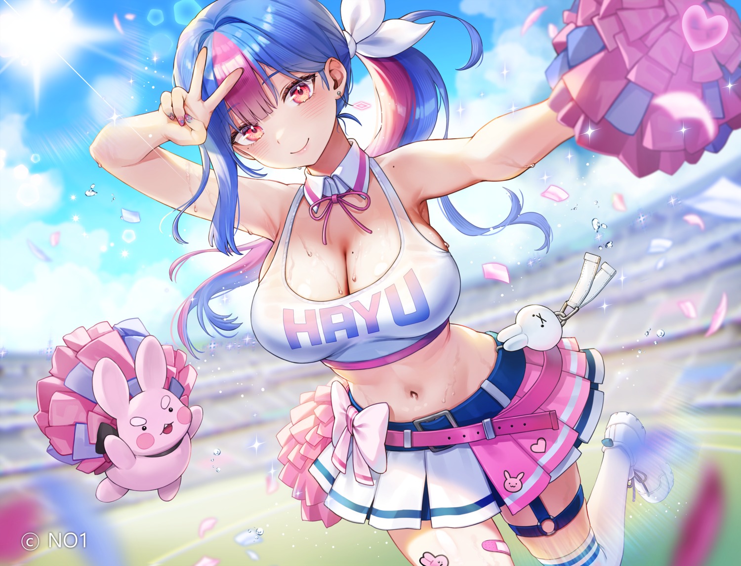 bandaid bing_hayu cheerleader garter luvdia noixen tattoo thighhighs