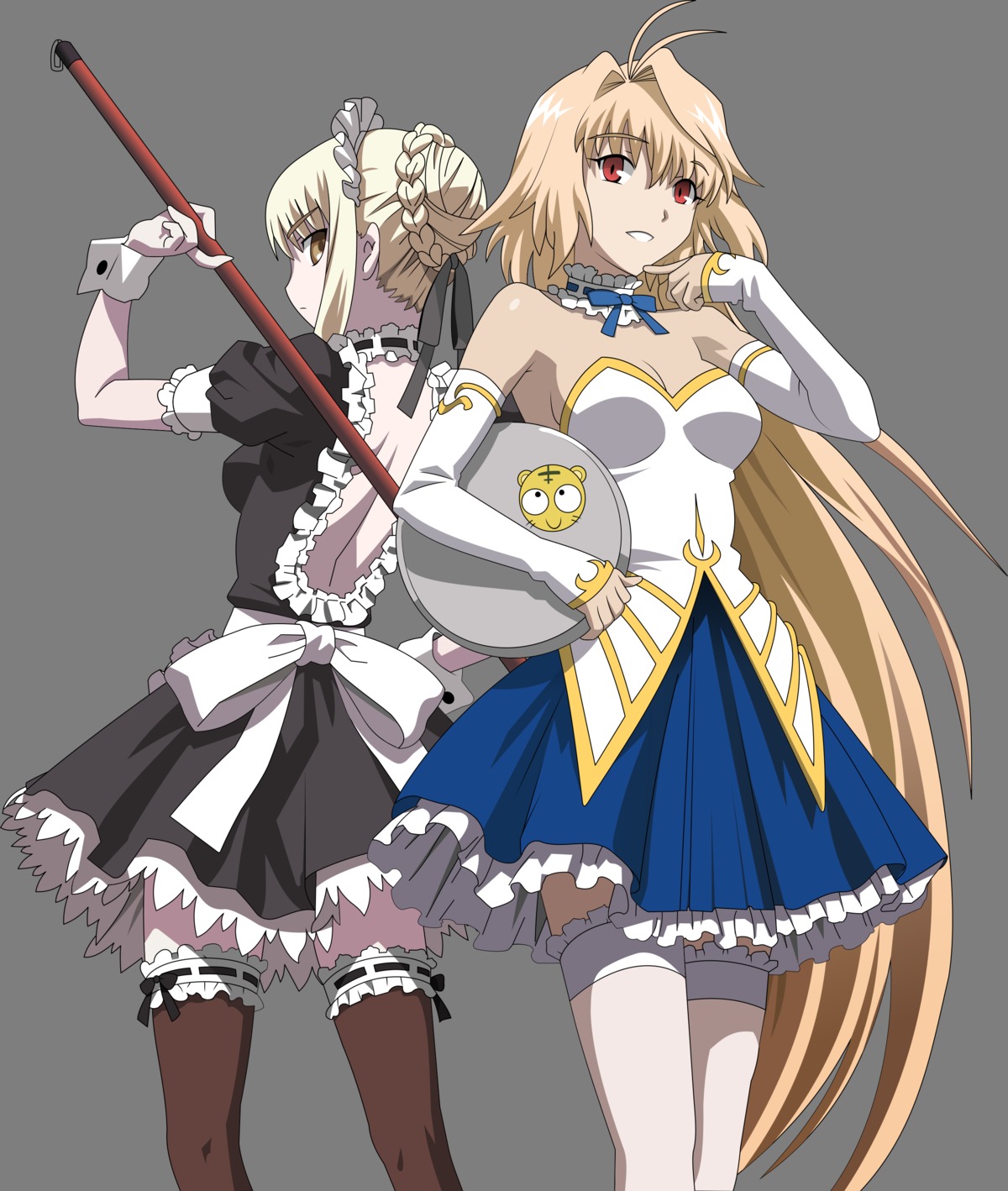 archetype_earth arcueid_brunestud carnival_phantasm fate/stay_night garter maid saber saber_alter thighhighs transparent_png tsukihime vector_trace