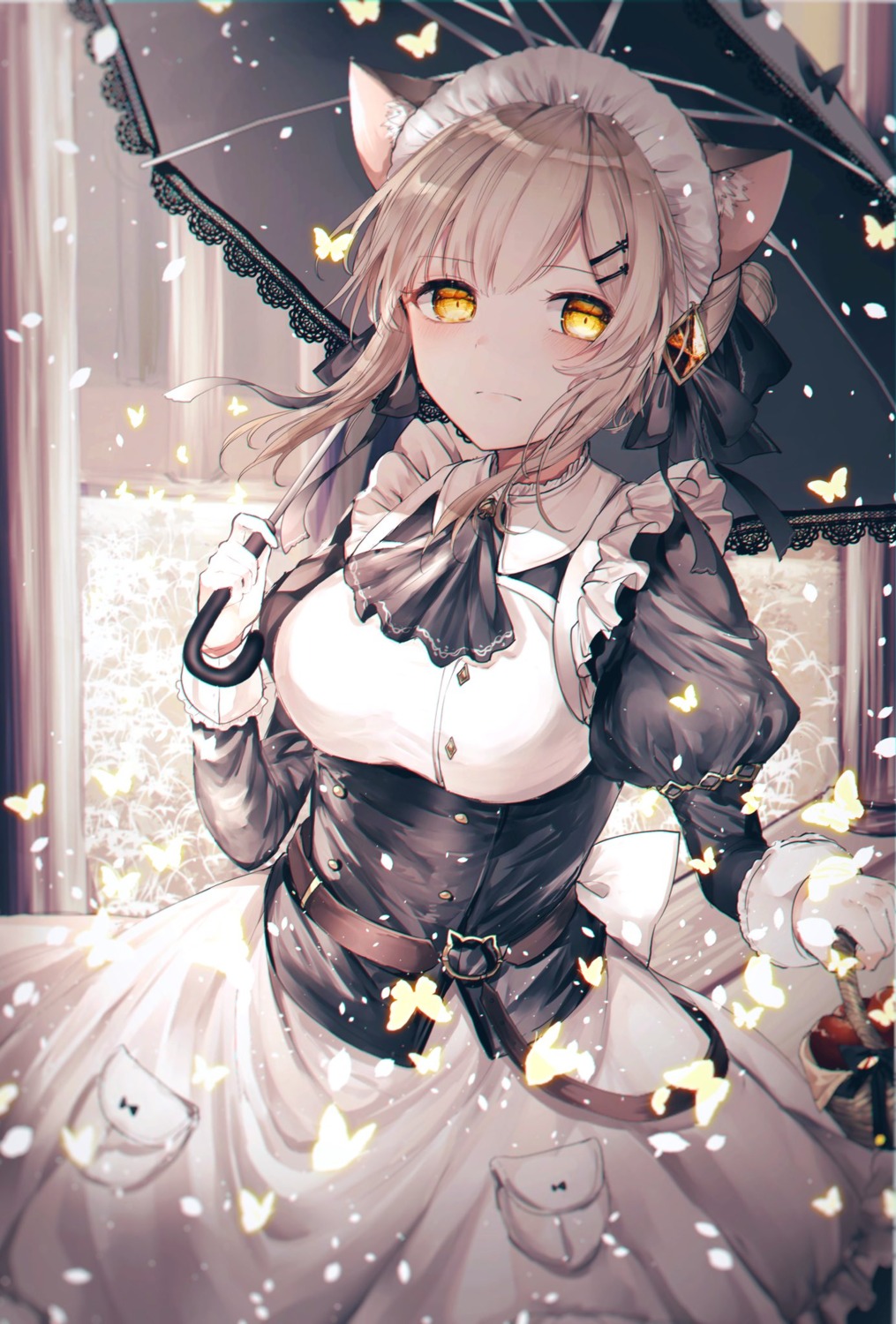 animal_ears maid nekomimi noyu umbrella