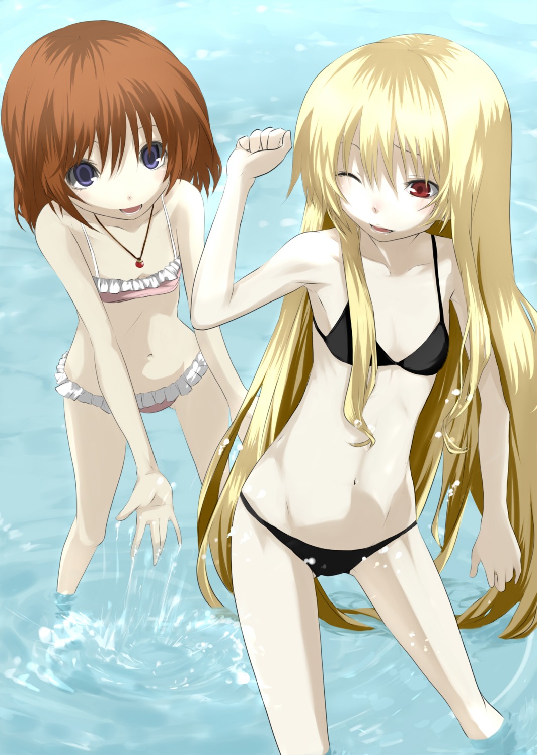 bikini fate_testarossa mahou_shoujo_lyrical_nanoha saimon_(pixiv) swimsuits takamachi_nanoha