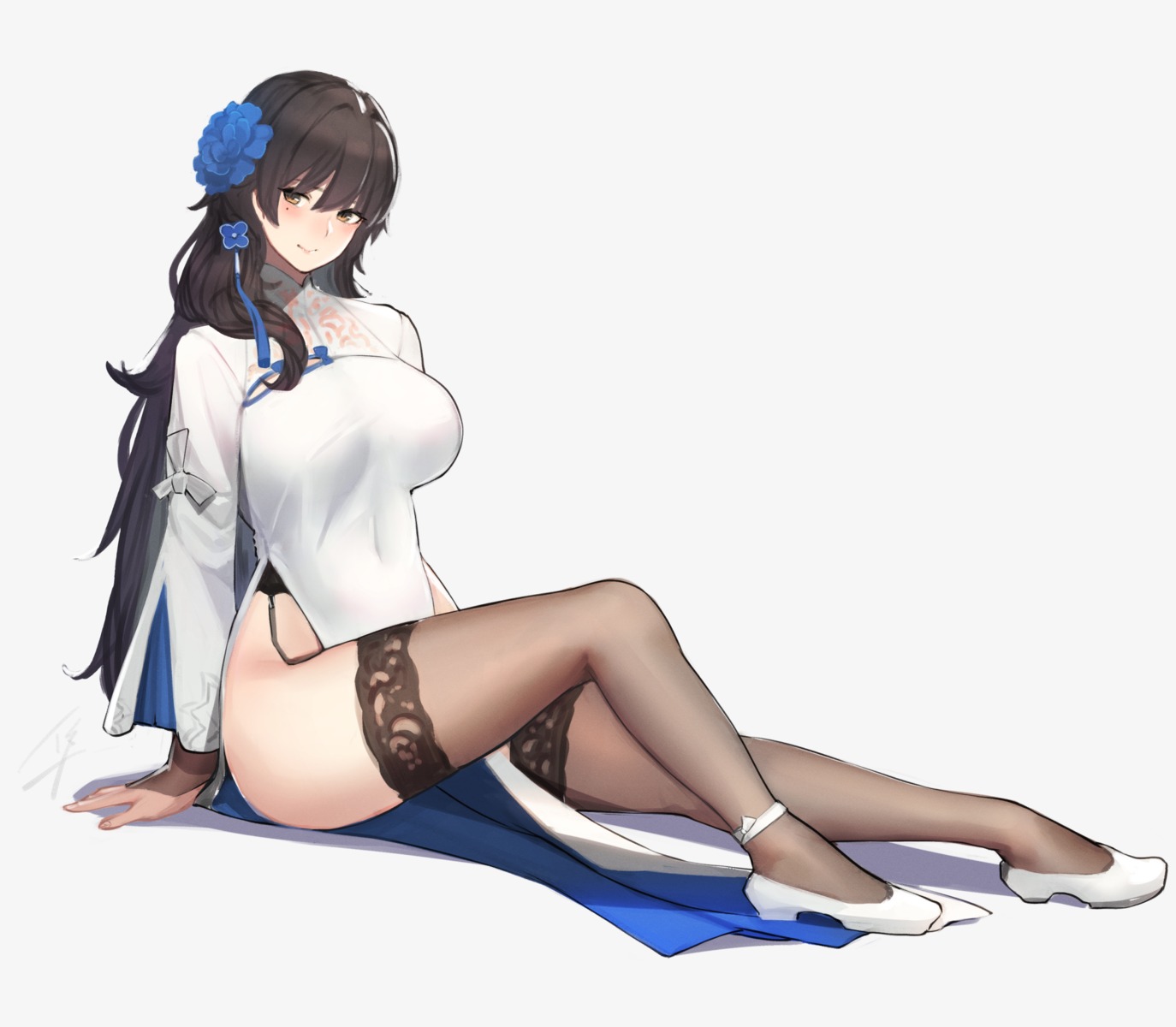 chinadress girls_frontline hayabusa heels qbz-95_(girls_frontline) stockings thighhighs