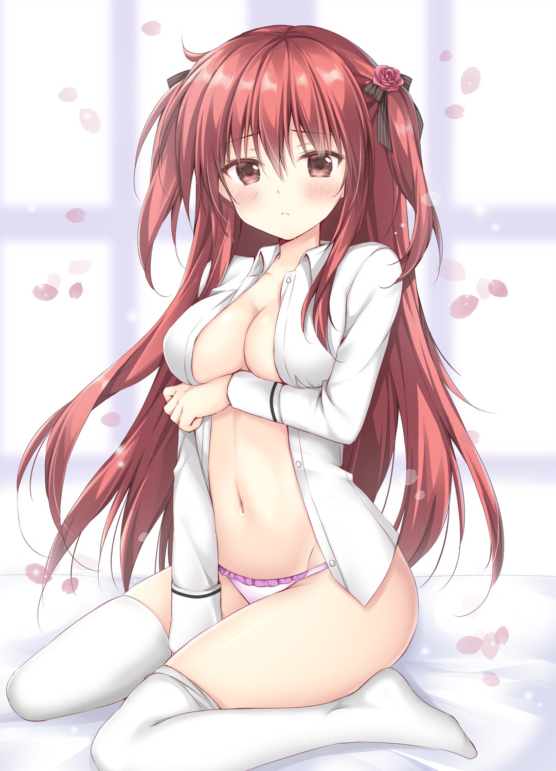 amelia_rose hyouken_no_majutsushi_ga_sekai_wo_suberu korie_riko no_bra open_shirt pantsu seifuku thighhighs