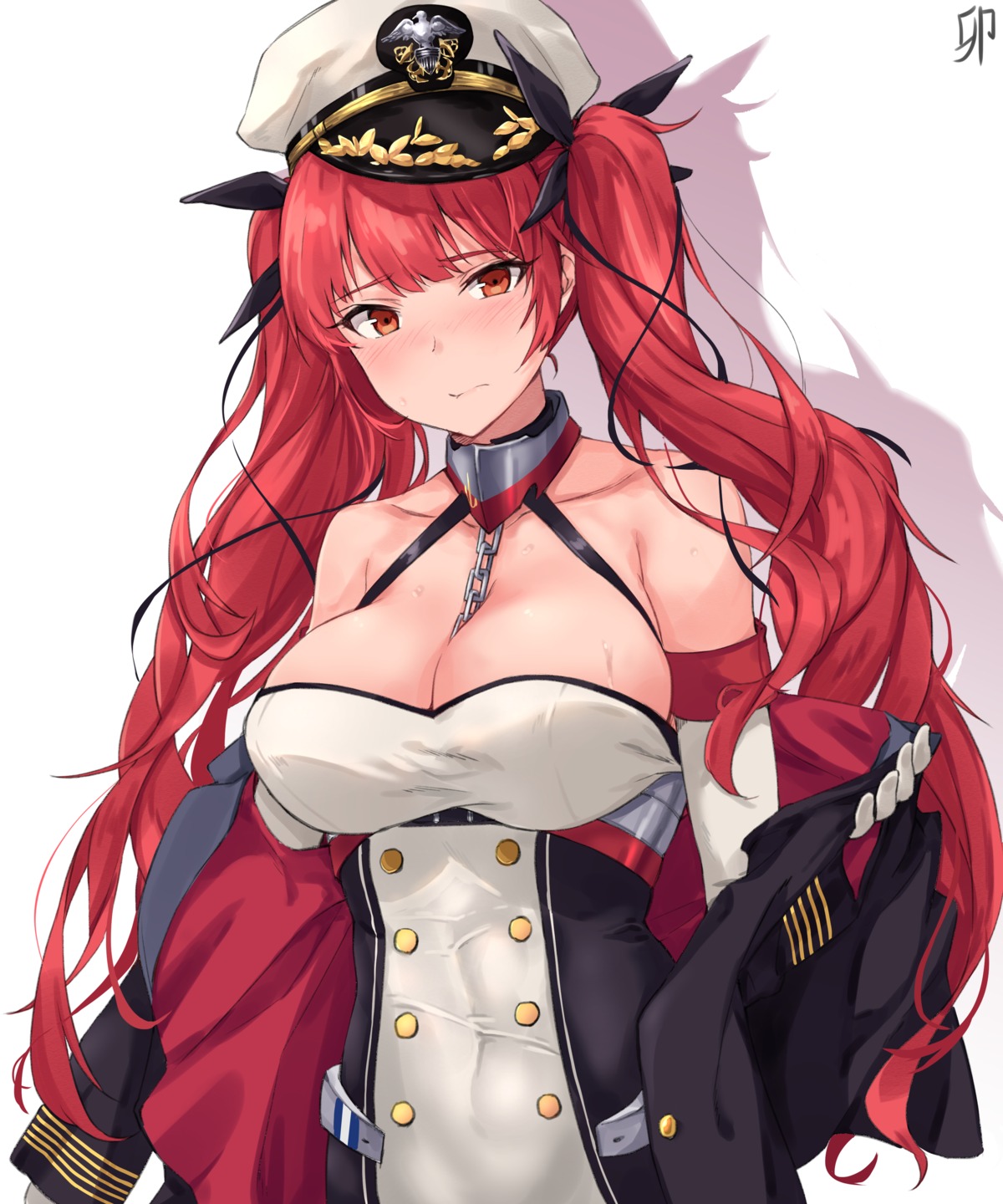 azur_lane cleavage honolulu_(azur_lane) sirurabbit undressing uniform