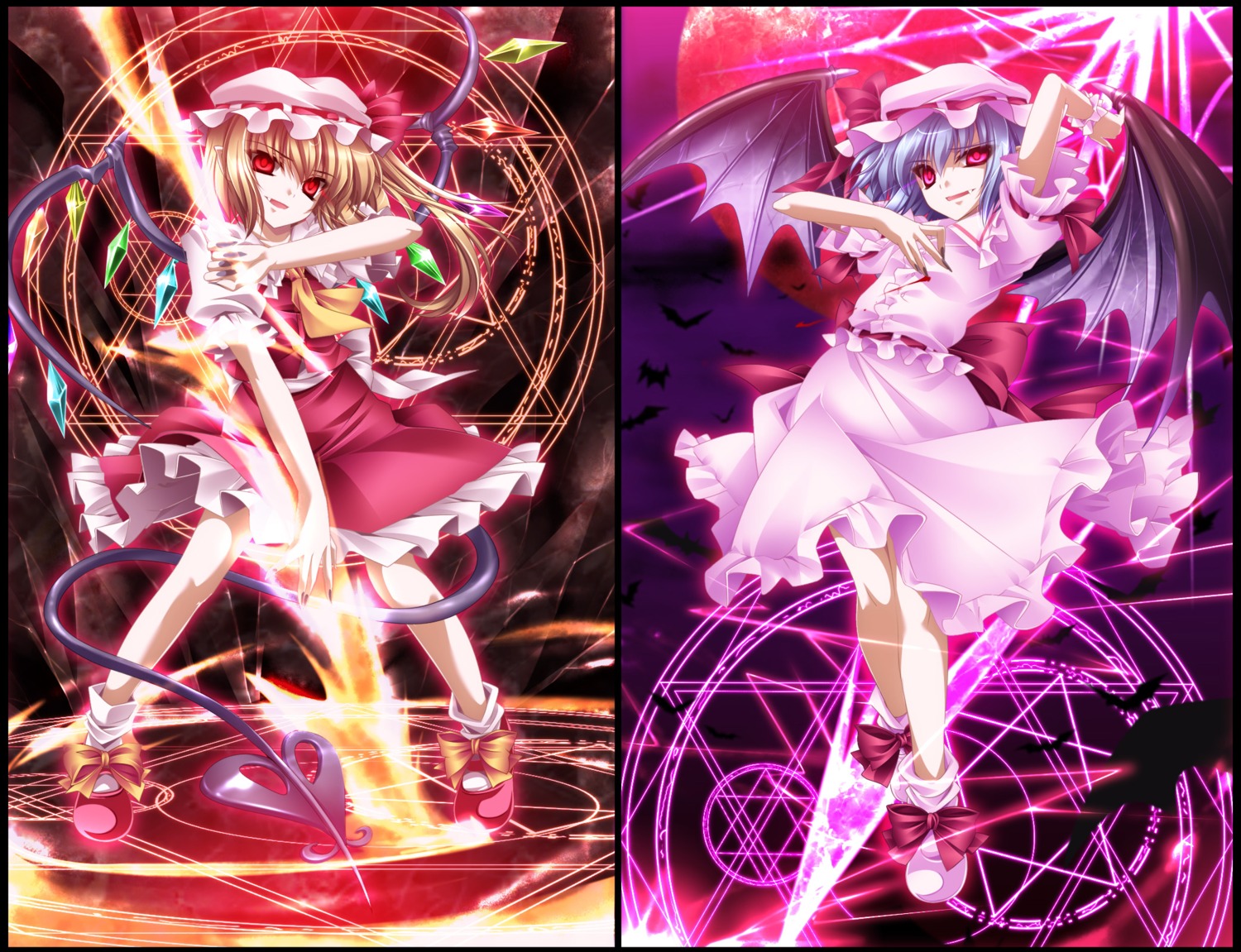 flandre_scarlet monety remilia_scarlet touhou wings