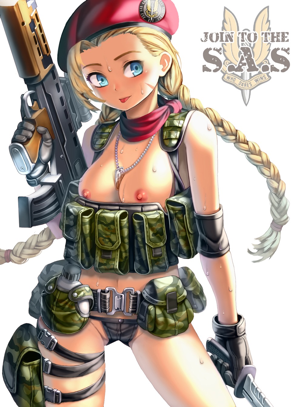 breasts cammy_white gun nipples pantsu street_fighter xil