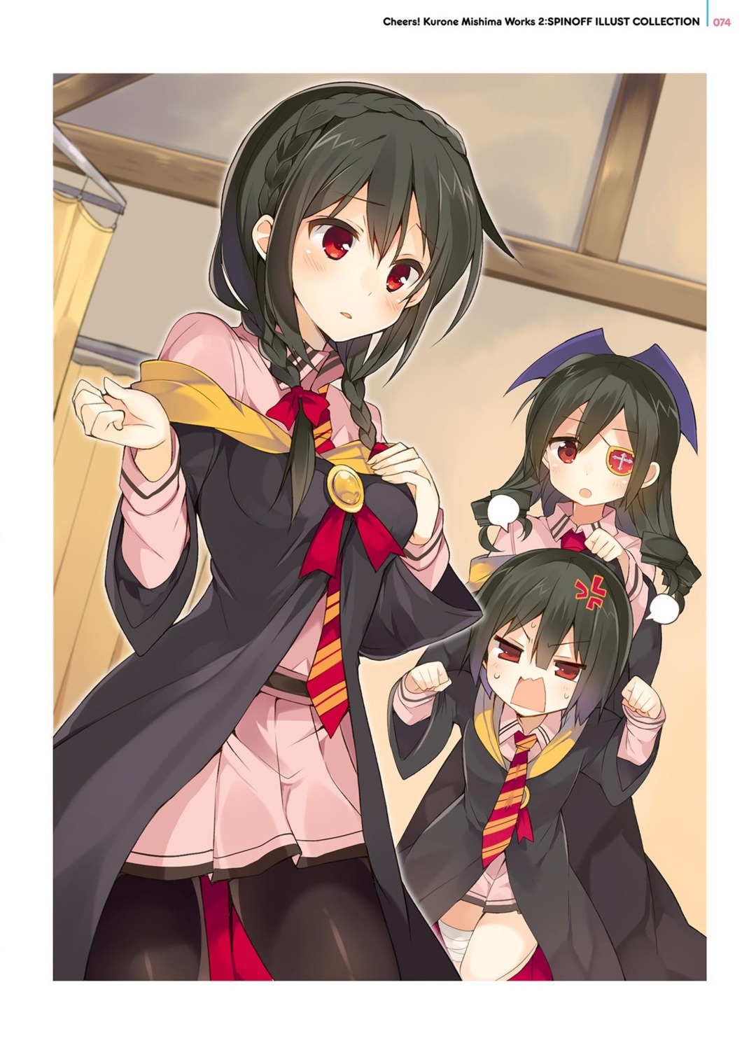 bandages breast_hold digital_version eyepatch komekko kono_subarashii_sekai_ni_bakuen_wo! kono_subarashii_sekai_ni_shukufuku_wo! mishima_kurone seifuku yunyun_(konosuba)